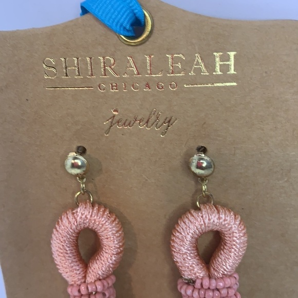 NWT SHIRALEAH CHICAGO PEACH GENESIS TASSEL CHANDELIER BEADED  DROP EARRINGS - Picture 2 of 4